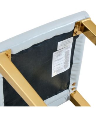 Set of 2 Light Gray PU Dining Chairs with Golden Metal Legs