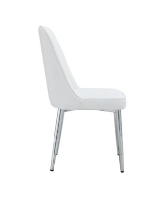  4 Modern PU Leather Dining Chairs with Silver Metal Legs