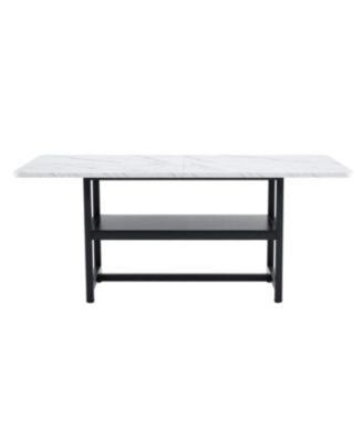  71" Dining Table with White Textured MDF Top & Storage Platform