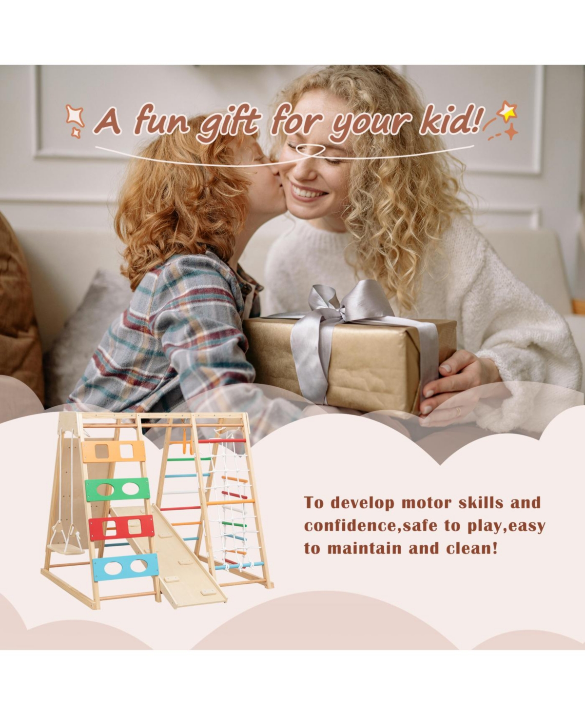 Streamdale Furniture 2-in-1 Slide & Climb Set: 9-in-1 Outdoor Playset for Motor Skills & Fun