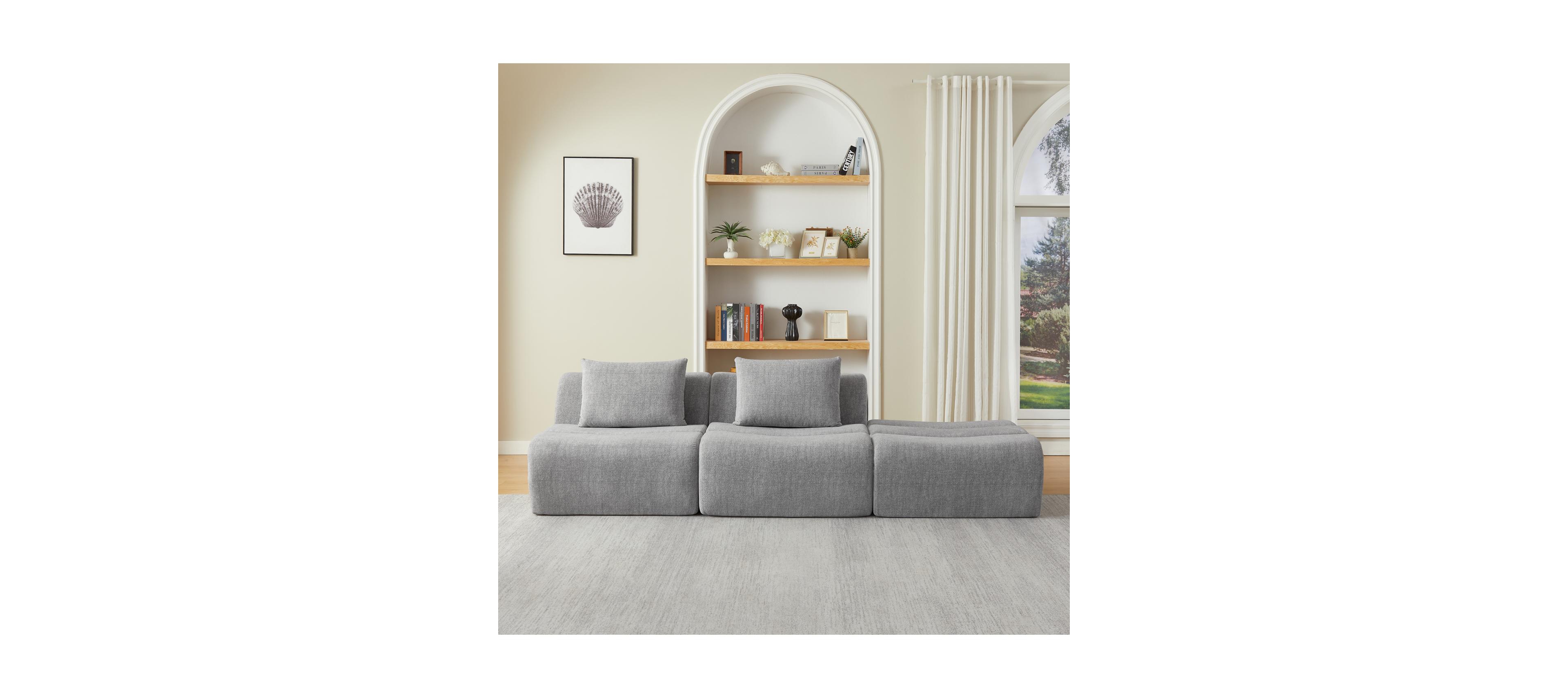 Streamdale Furniture Oversized 3 Seater Chenille Sofa, No Assembly, Space-Saving
