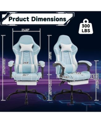  Gaming chair, Ergonomic computer chair with footrest and lumbar backrest