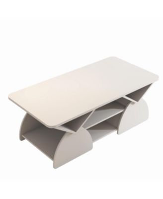  Engineered Wood Rounded Corner Rectangular Coffee Table with Storage