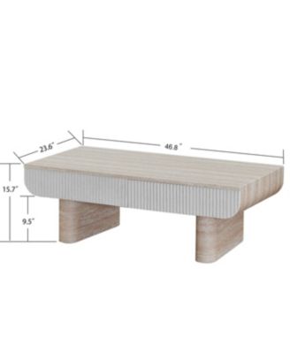 Coffee Table with Faux Marble Tabletop & Fluted Drawer