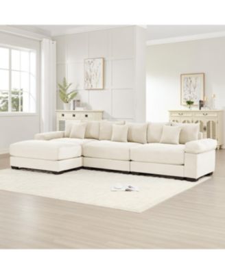 Streamdale Oversized Cloud Modular L-Shape Sectional Couch, Cream