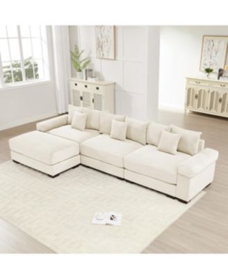 Streamdale Oversized Cloud Modular L-Shape Sectional Couch, Cream