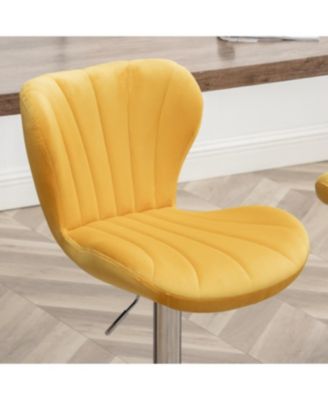 Streamdale Upholstered Adjustable Swivel Barstools in Yellow, Set of 2
