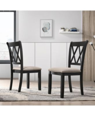  7-Piece Dining Set, Hairpin Dining Table with 6 Cross-back Chairs, Rich Black