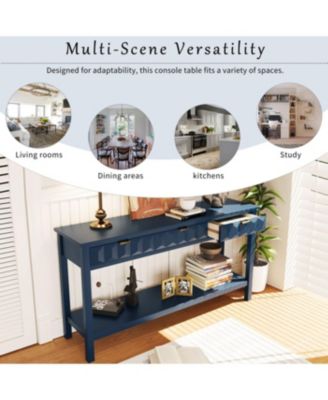 60" Fir Veneer Entryway Table with Honeycomb Fronts & 3 Drawers