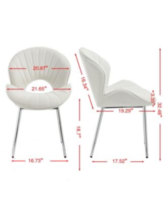 Streamdale Modern Design Chair, White Velvet, Set of 2