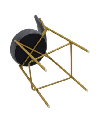 Streamdale Set of 2 Gray Velvet Upholstered Bar Stools with Backrest & Footrest