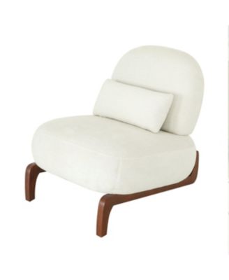 Streamdale Cute Velvet Accent Chair with Solid Wood Legs (White