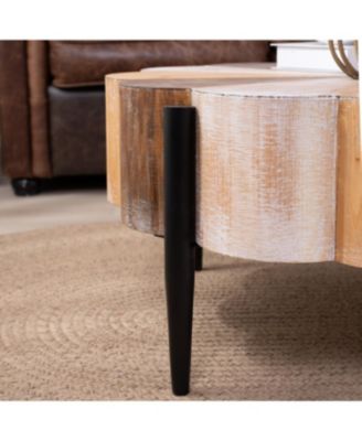 Diameter Rustic Flower-Shaped Wood Coffee Table with Metal Legs