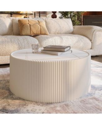 Streamdale Light Slate Leather Cylinder Coffee Table