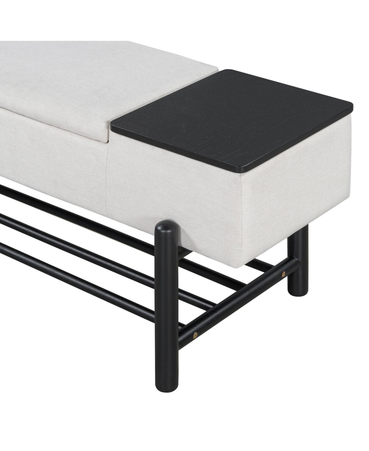 Streamdale Furniture Farmhouse Upholstered Storage Bench with Hidden Compartment (Black