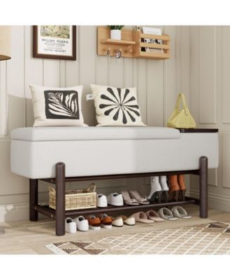 Streamdale Farmhouse Upholstered Storage Bench with Hidden Compartment (Black