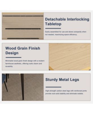 63-inch Farmhouse Industrial Dining Table Set with 4 Blue Chairs