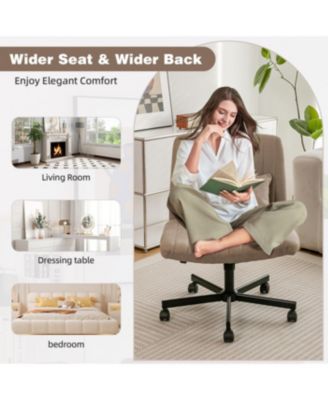 Criss Cross Linen Office Chair - Adjustable, Armless, for Home & More