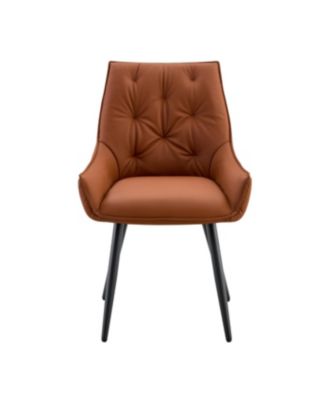  Dining Chairs Set of 4 Camel Faux Leather Metal Kitchen Chairs Gold Mesh Black Legs (Camel, Set of 4)