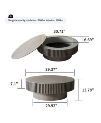 Streamdale Grey Solid Wood Veneered Modern Coffee Table with Storage
