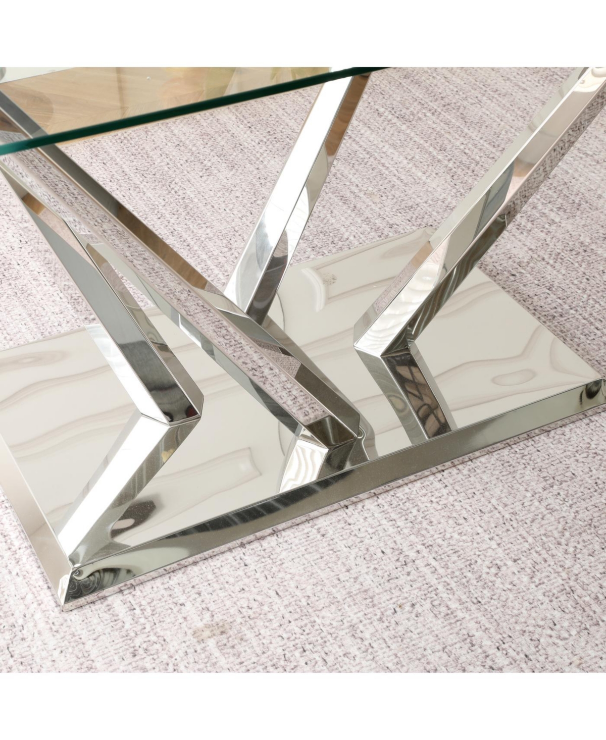 Streamdale Modern glass dining table & 6 gray chairs set