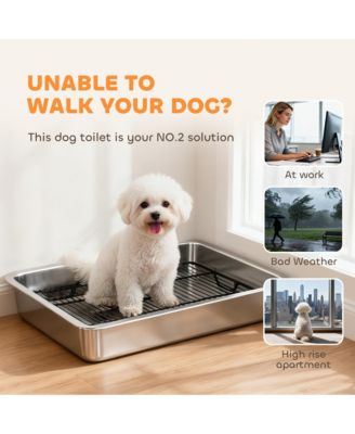 Dog Potty Tray Stainless Steel, Dog Training Tray, 28" x 20" x 4"