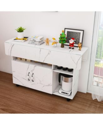  Multi-Functional Folding Table with Storage Shelves and Wheels