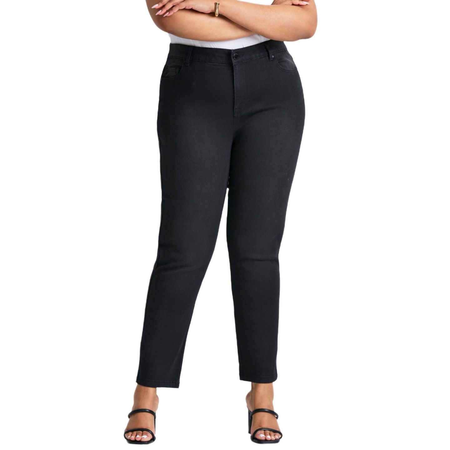 Женские джинсы Avenue Plus Size Tall Butter Denim, цвет: Чёрный — фото 1