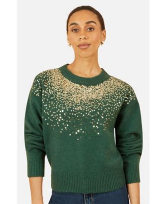 Women's Relaxed Knitted Sequin Sweater
