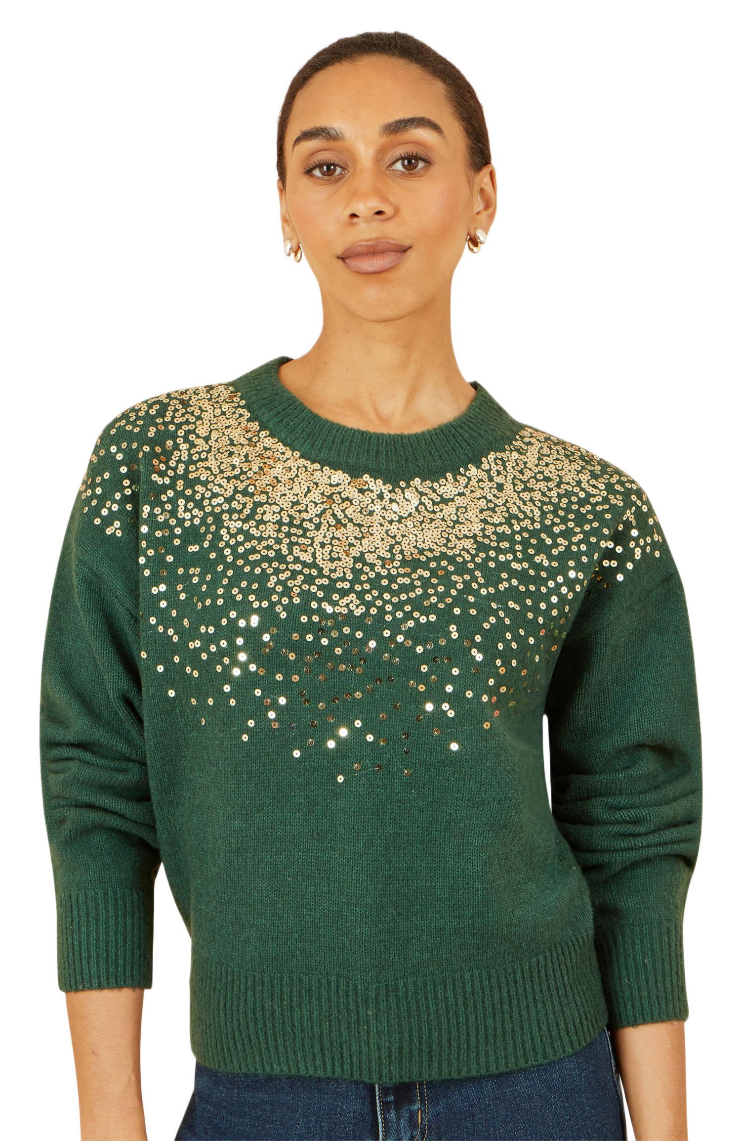 Women's Relaxed Knitted Sequin Sweater