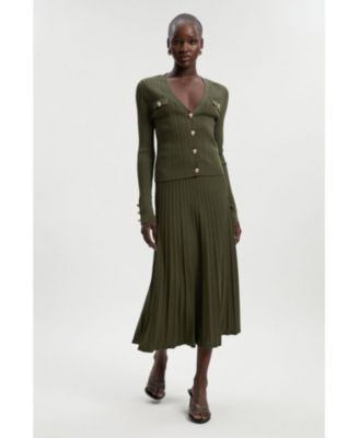 Women's Textured Knit Full Midi Skirt