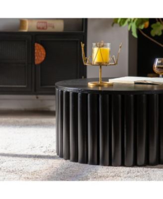 Round Lift-Top Coffee Table, Handcrafted Wooden Tea Table