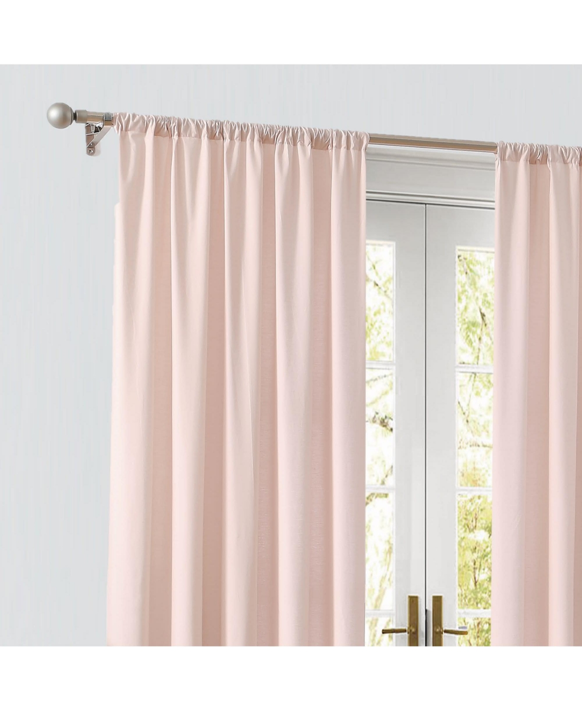 Cannon Percale 200 Thread Count Solid 100% Cotton Drape Pair 2 Piece Window Curtain