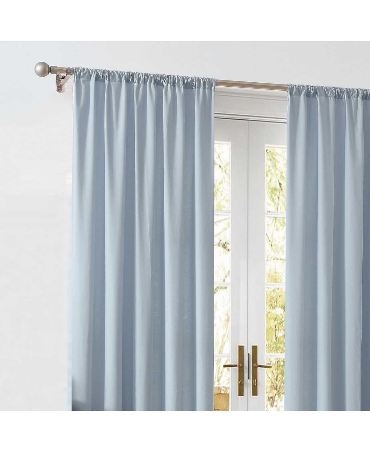 Cannon Percale 200 Thread Count Solid 100% Cotton Drape Pair 2 Piece Window Curtain