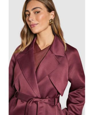 Women's Satin Occasion Belted Trench Coat