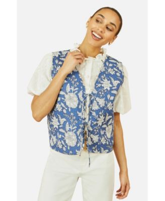 Women's Floral Reversible Quilted Vest Jacket