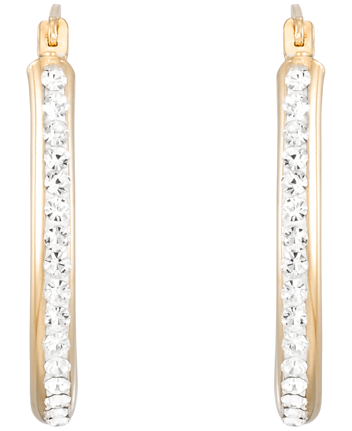 Macy's Polished Crystal Hoop Earrings in 14k Yellow Gold Over Sterling Silver