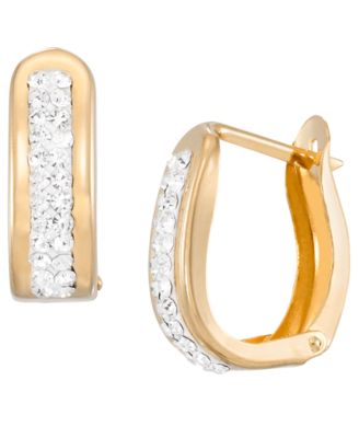 Macy's - Polished Crystal Oval Earrings in 14K Yellow Gold Over Sterling Silver