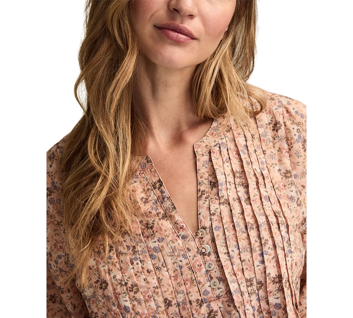Lucky Brand Women's Pintuck Long-Sleeve Top