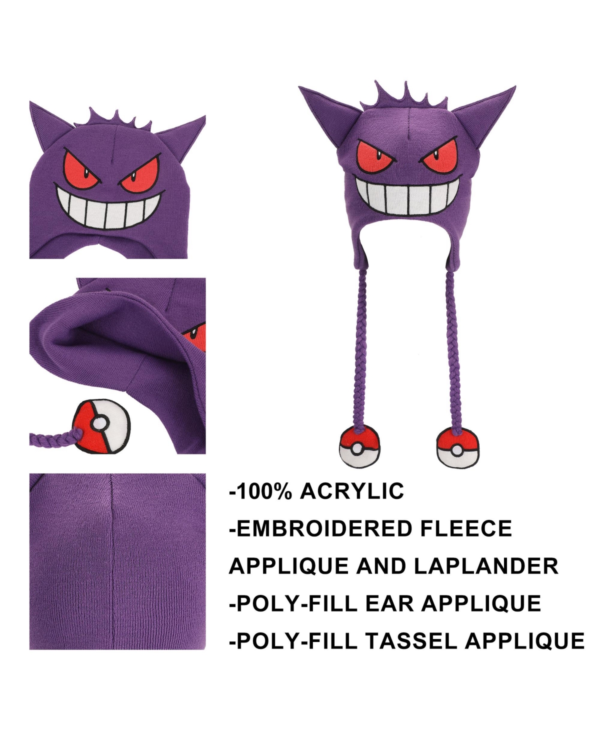 Pokemon Men's Gengar Purple Laplander Knit Cap