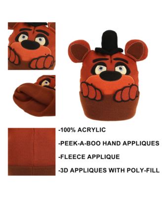 Men's Peekaboo Hands Brown Knit Beanie