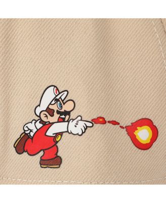 Men's Bros Fire Mario White & Red Retro Grandpa Snapback Hat