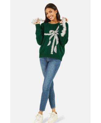 Women's Sequin Bow Knitted Sweater.