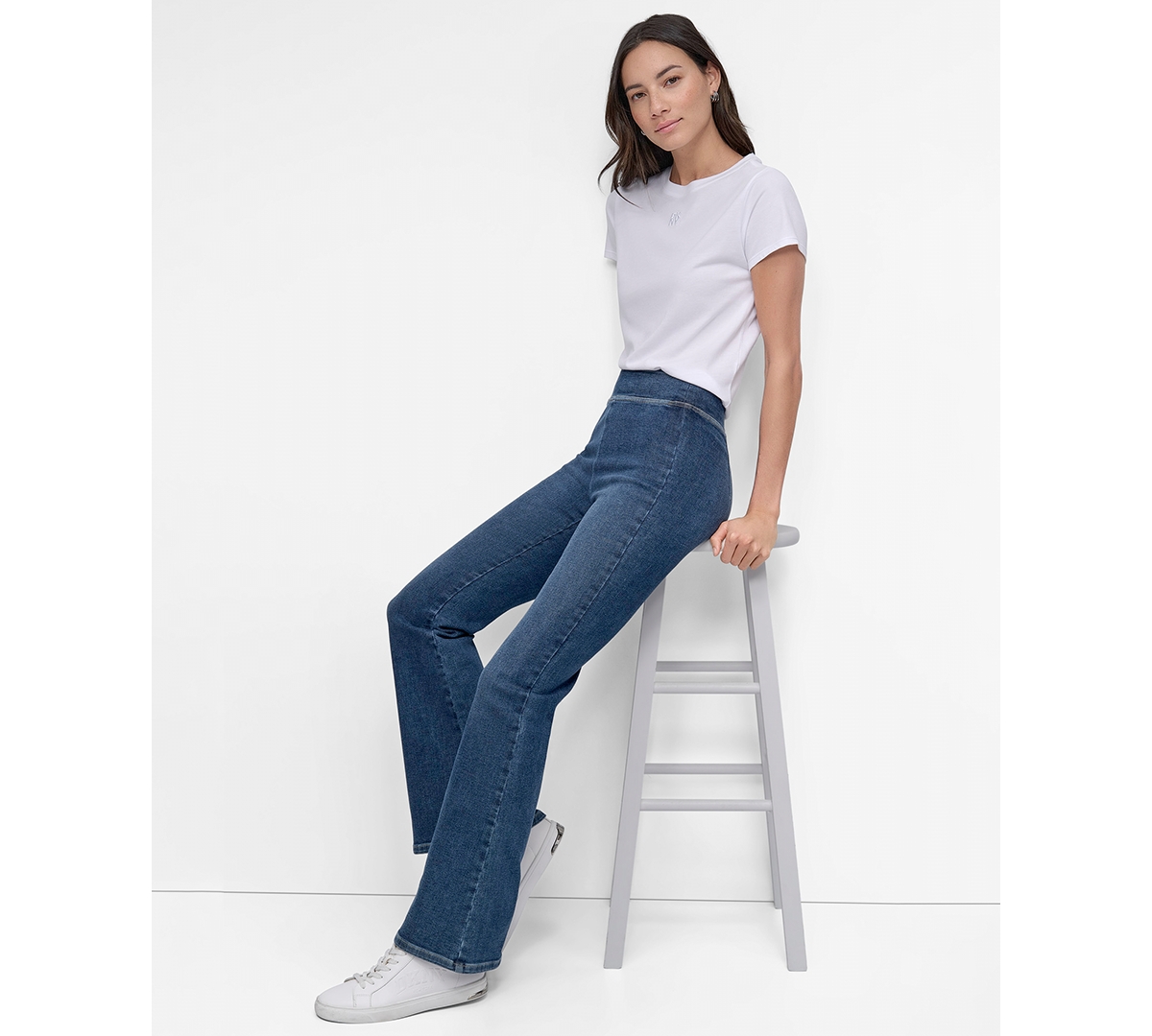 Dkny Jeans Petite High-Rise Flared-Leg Pull-On