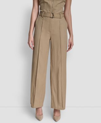 Women's Belted Front Seam Twill Pants