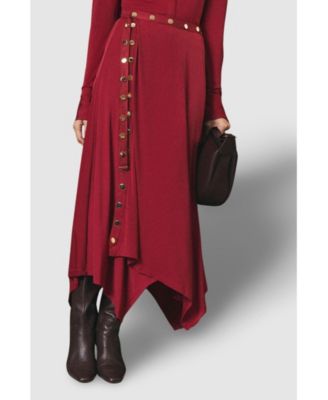 Women's Crepe Hanky Hem Eyelet Maxi Skirt