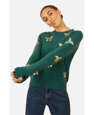 Women's Sequin Applique Bow Sweater