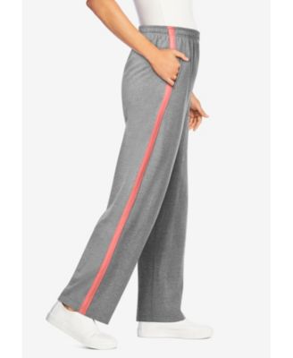 Women's Within Cotton French Terry Straight-Leg Pull-On Side-Stripe Pants