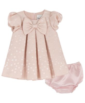 Baby Girls' Short-Sleeve Dotted Brocade Social Dress