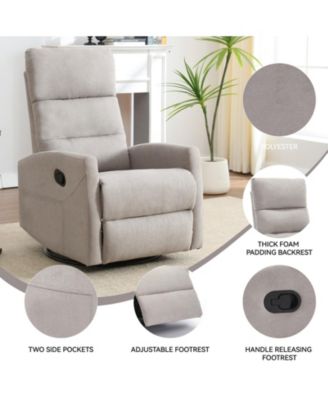 Manual Recliner Chair with Rocker and Swivel in Fabric, Upholstered Accent Chair for Living Room
